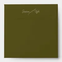 Olive Green Solid Stationery Colored Envelope