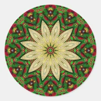 Festive Golden Flower Petals Classic Round Sticker