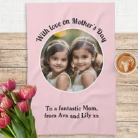 Mothers Day Custom Photo Pink Kitchen Towel