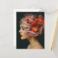Strawberry Dessert Woman Collage Postcard