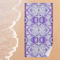 Purple tiles - mosaic, greek style,    beach towel