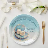 Beach Wedding Pearls Shell Elegant Ocean Theme  Paper Plates