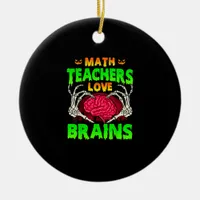 Math Teachers Brains Skeleton Hand Heart Halloween Ceramic Ornament