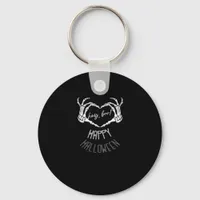 Hey, Boo! Happy Halloween Skeleton Hand Heart Clas Keychain