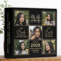 Elegant Graduate 5 Photo Black Graduation Album 3  3 Ring Binder