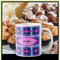 Retro Geometric Design in Pink, Purple and Blue -  Coffee Mug