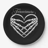 Forevermore Skeleton Hands Heart Gothic Romance Paper Plates