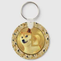 Dogecoin Gold Coin Meme Pattern Button Keychain