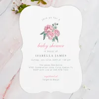Modern Eucalyptus and Blush Floral Watercolor Baby Invitation