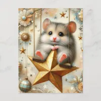 Adorable Hamster Swings on Gold Star Swing Postcard