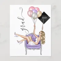 Black and Purple Blonde Balloon Girl Graduation Flyer