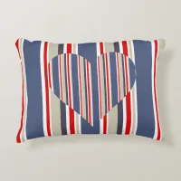 Sailing Stripes and Love Heart Nautical Accent Pillow