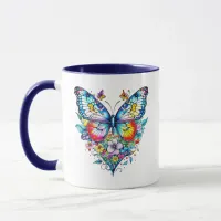 Butterfly and Floral Heart Personalized Mug