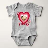 I Love My Daddy Heart Photo Personalize Name Girls Baby Bodysuit