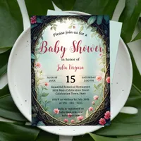 Whimsical Secret Garden Floral Baby Shower Invitation