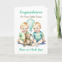 Cute Twin Boys Congratulations New Parents Card