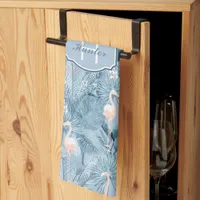 Flamingo Orchid Tropical Pattern Blue ID868 Kitchen Towel