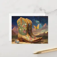 Cowboy Boots in the Meadow Postcard