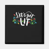 Christmas Funny Pajamas Let's Get Lit Christmas Cl Magnet