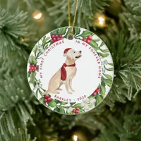 Dog Christmas Golden Retriever Custom Pet Holiday  Ceramic Ornament