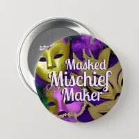 Mardi Gras Purple and Gold Masquerade Masks  Button