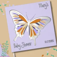 Butterfly Sweet Palette Baby Shower Silver Foil  Foil Guest Book