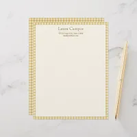 Gingham Plaid Elegant Farmhouse Yellow Personal Letterhead