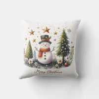 Snowman Christmas Throw Pillow