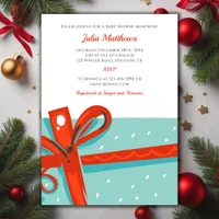 Blue Red Christmas Present Winter Baby Shower Invitation