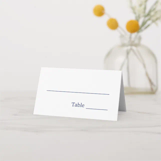 Elegant Minimal Navy Blue Wedding Place Card