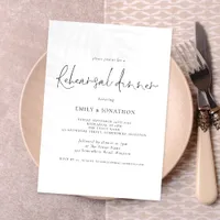 Modern Script Wedding Rehearsal Dinner Invitation