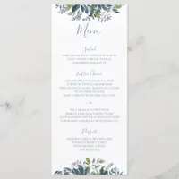 Painted Greenery Wedding Menus Dusty Blue