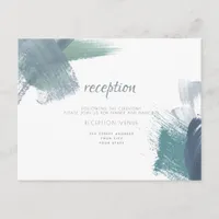 RECEPTION | Modern Chic Dusty Blue Brushstrokes Enclosure Card