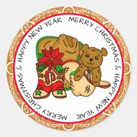 Country and Western Rustic Christmas Classic Round Sticker