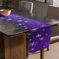 White Snowflakes with Blue Background Table Runner