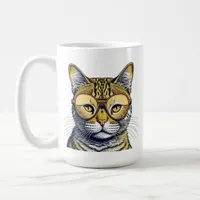 Cool Kitty Cat with Glasses Personalized Coffee Mug