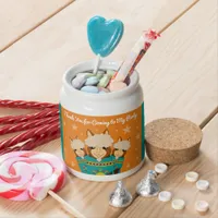 Cute Happy Birthday Boy Alpacas in Teal Serapes Candy Jar