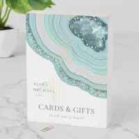 Agate Geode Glitter Cards & Gifts Teal ID647 Wooden Box Sign