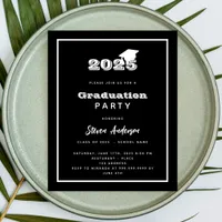 Graduation Party black white 2025 invitation