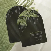 Jewel Palm Leaf Wedding Green Arch ID830 Invitation