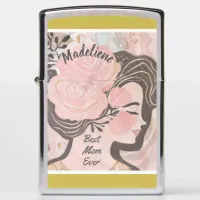 Best Mom Ever Pretty Flowers Gold Frame  Zippo Lighter