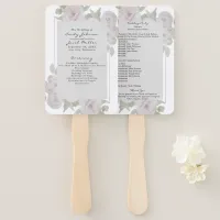 Blush Pink Gray Rose Floral Watercolor Program Hand Fan