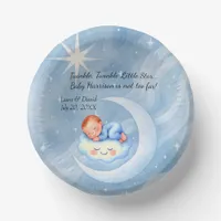 Baby Boy Shower Invite Moonlight Stars Watercolor Paper Bowls