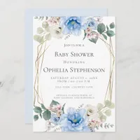 BABY SHOWER | Sky Blue Watercolor Flowers Invitation