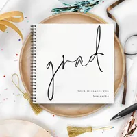 Minimalist Grad Script Graduate Guest Book