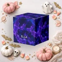 Gothic Purple Neon Bat Pattern Halloween Favor Boxes
