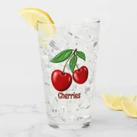 Red Cherries Design Personalized Glass