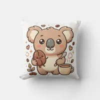 Koala Kawaii Coffee Throw Pillow