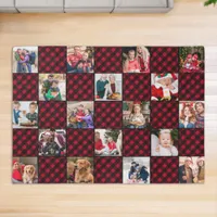 Custom 18 Photo Black Red Buffalo Plaid Holiday Rug