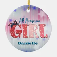 All American Girl Personalized Ceramic Ornament